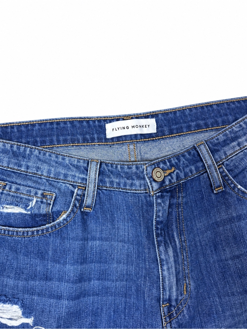 Flying Monkey Slim Fit Distressed Blue Denim Jeans
